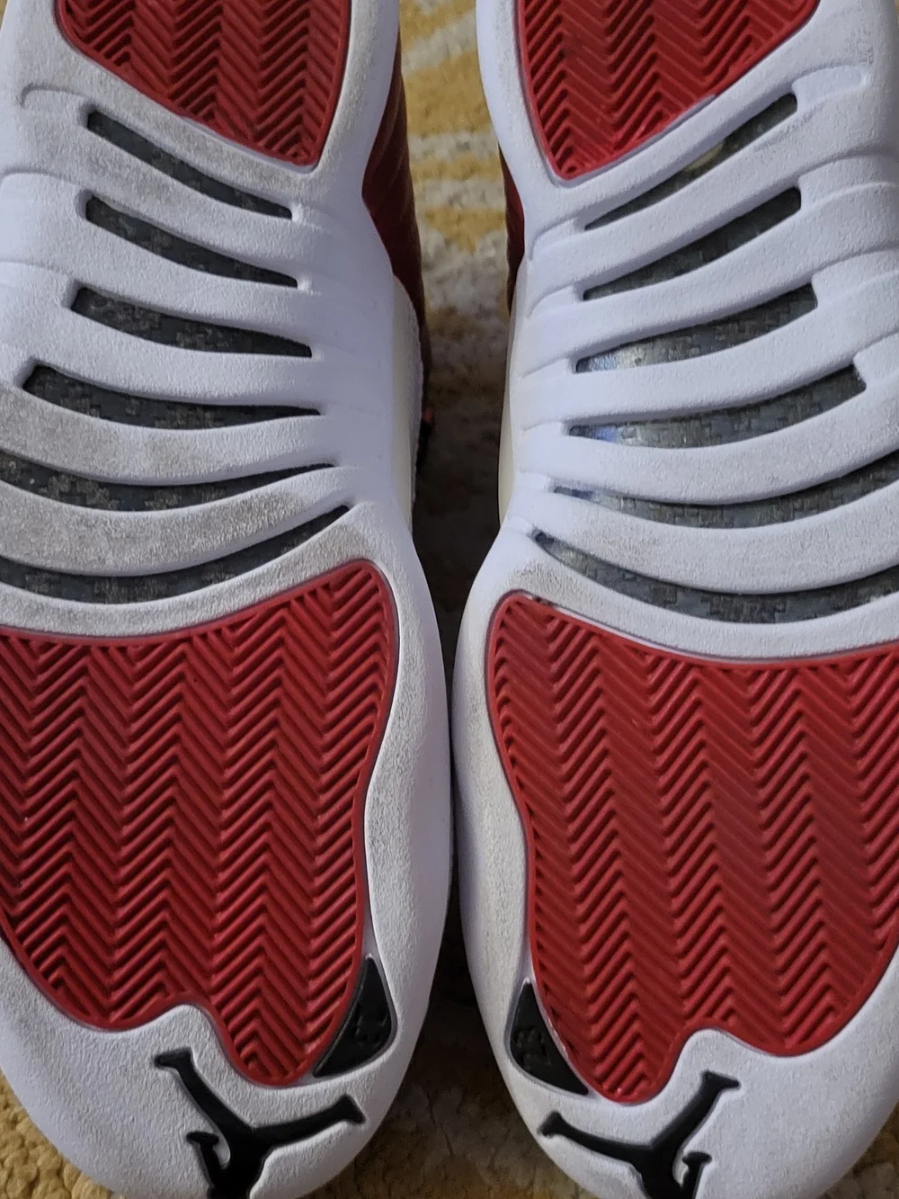 Jordan 12 Men's Red and White Basketball Shoes